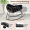 Costway 1/2 PCS Outdoor Rocking Chair Oversized Patio PE Wicker Egg Chair Rattan Lounge Chair Black